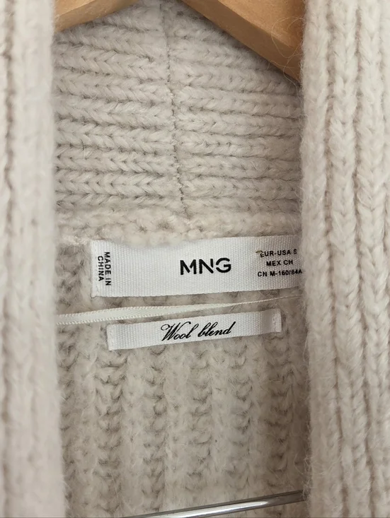 MANGO midi soft cozy cushy thick ribbed oversized sweater coat Small - Picture 6 of 12